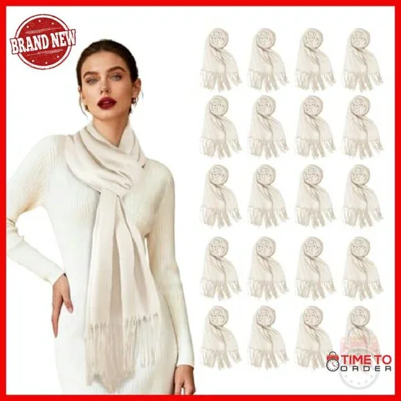 20-Piece Wedding Shawl Set with Fringes, Soft Polyester, 78x26 Inches